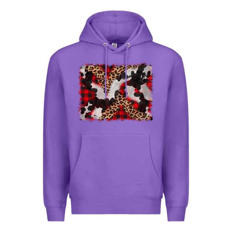 Cowhide Buffalo Plaid Leopad Background Premium Hoodie by CowCowDesign | Teevron