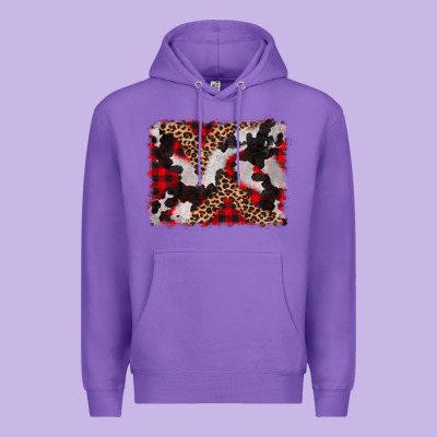 Cowhide Buffalo Plaid Leopad Background Premium Hoodie Designed By Cowcowdesign