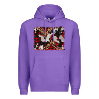 Purple cowhide buffalo plaid leopad background Premium Hoodie - CowCowDesign