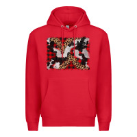Red cowhide buffalo plaid leopad background Premium Hoodie - CowCowDesign