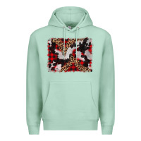Seafoam cowhide buffalo plaid leopad background Premium Hoodie - CowCowDesign