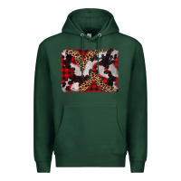 Sports Green cowhide buffalo plaid leopad background Premium Hoodie - CowCowDesign