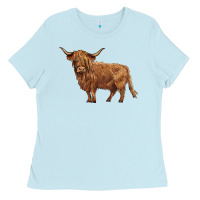 Baby Blue highland cow Ladies Tee - BarkalooDesign