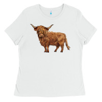 White highland cow Ladies Tee - BarkalooDesign