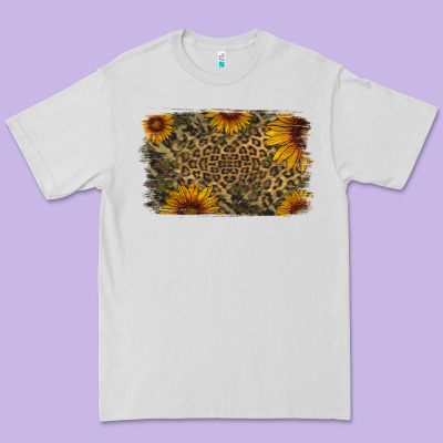 Camouflage Leopard Sunflower Background Premium Tee Designed By Jasminsmagicworld