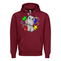 Burgundy autism hippopotamus Zipper Hoodie - CowGirlArtShop