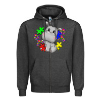 Charcoal Heather autism hippopotamus Zipper Hoodie - CowGirlArtShop