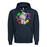 Navy autism hippopotamus Zipper Hoodie - CowGirlArtShop