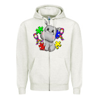 Oatmeal Heather autism hippopotamus Zipper Hoodie - CowGirlArtShop