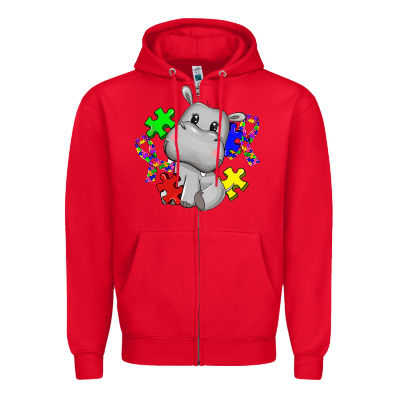 Autism Hippopotamus Zipper Hoodie by CowGirlArtShop | Teevron