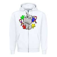 White autism hippopotamus Zipper Hoodie - CowGirlArtShop