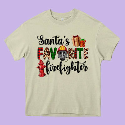 Santa's Favorite Firefighter Heavy Core Tee Designed By Adodesignshop