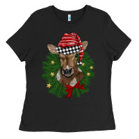 Black christmas wreath baby calf Ladies Tee - BarkalooDesign