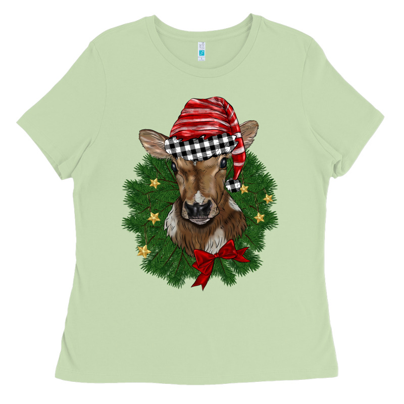 Christmas Wreath Baby Calf Ladies Tee by BarkalooDesign | Teevron