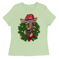 Matcha christmas wreath baby calf Ladies Tee - BarkalooDesign