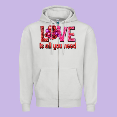 Love Is All You Need Valentine's Day Zipper Hoodie Designed By Howdyjamesfarm