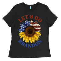 Black American flag sunflower Ladies Tee - Jasminsmagicworld