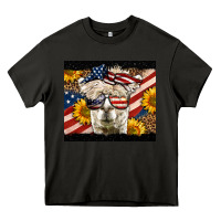 Asphalt Western 4th Of July Llama Background Heavy Core Tee - LillyAllenDesigns