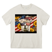 Cream Western 4th Of July Llama Background Heavy Core Tee - LillyAllenDesigns