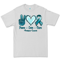 Dove Grey Peace Love Cure Ovarian Cancer Premium Tee - Jasminsmagicworld