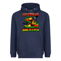 Navy Steppin' into Juneteenth Heavyweight Hoodie - FaDigitalArtStudio