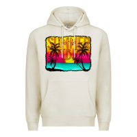 Oatmeal Heather summer vibes Premium Hoodie - CowCowDesign