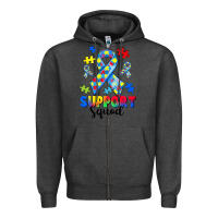 Charcoal Heather support squad autism Zipper Hoodie - CowGirlArtShop
