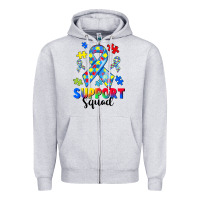 Heather Grey support squad autism Zipper Hoodie - CowGirlArtShop