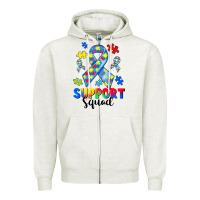 Oatmeal Heather support squad autism Zipper Hoodie - CowGirlArtShop