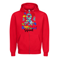 Red support squad autism Zipper Hoodie - CowGirlArtShop