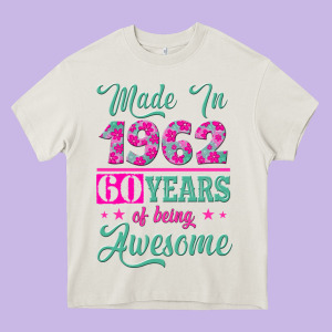 Made In 1962, 60 Years Of Being Awesome Heavy Core Tee Designed By Jasminsmagicworld
