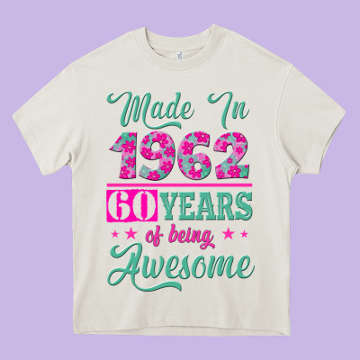 Made In 1962, 60 Years Of Being Awesome Heavy Core Tee Designed By Jasminsmagicworld
