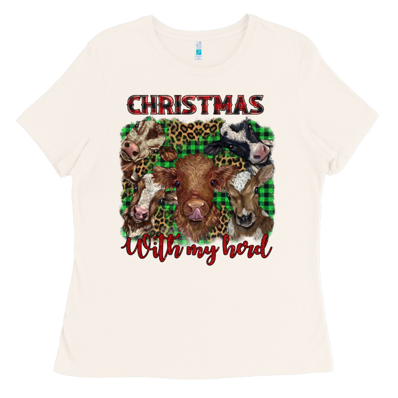 Christmas With My Herd Cows Ladies Tee by BarkalooDesign | Teevron
