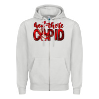 Dove Grey Hey there Cupid Valentine's Day Zipper Hoodie - HowdyJamesFarm