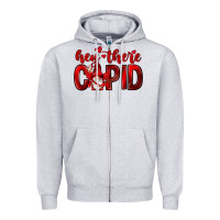 Heather Grey Hey there Cupid Valentine's Day Zipper Hoodie - HowdyJamesFarm