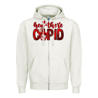 Oatmeal Heather Hey there Cupid Valentine's Day Zipper Hoodie - HowdyJamesFarm