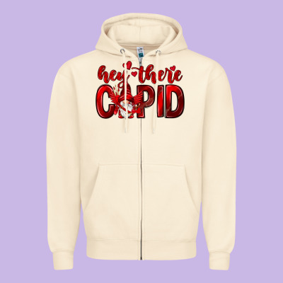 Hey There Cupid Valentine's Day Zipper Hoodie Designed By Howdyjamesfarm