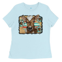 Baby Blue western wreath baby calf Ladies Tee - BarkalooDesign