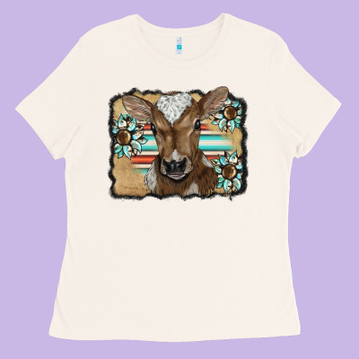 Western Wreath Baby Calf Ladies Tee Designed By Barkaloodesign