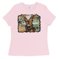 Bubblegum Pink western wreath baby calf Ladies Tee - BarkalooDesign