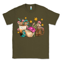 Army Green Western Cowgirl Coffee Cup Bbs Classic Tee - BundleAndBundleShop