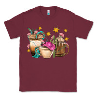 Burgundy Western Cowgirl Coffee Cup Bbs Classic Tee - BundleAndBundleShop
