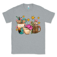 Heather Grey Western Cowgirl Coffee Cup Bbs Classic Tee - BundleAndBundleShop