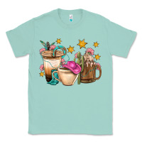Seafoam Western Cowgirl Coffee Cup Bbs Classic Tee - BundleAndBundleShop