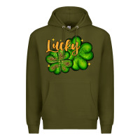 Army Green St. Patrick's Lucky and shamrock Premium Hoodie - OliviaCreatesArt