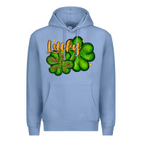 Colony Blue St. Patrick's Lucky and shamrock Premium Hoodie - OliviaCreatesArt