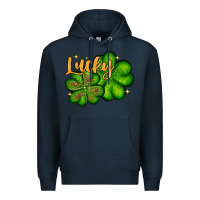 Navy St. Patrick's Lucky and shamrock Premium Hoodie - OliviaCreatesArt