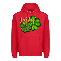 Red St. Patrick's Lucky and shamrock Premium Hoodie - OliviaCreatesArt
