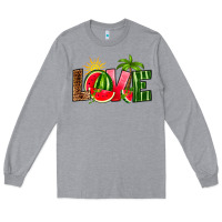 Heather Grey love watermelon Long Sleeve Tee - RanaPortraitStore