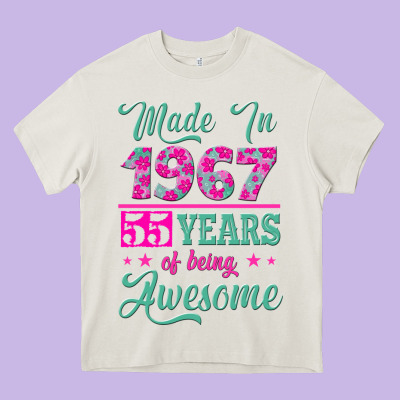 Made In 1967, 55 Years Of Being Awesome Heavy Core Tee Designed By Jasminsmagicworld